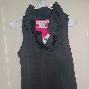 Gretchen Scott Black Ruffle Neck Top Sleeveless sz XL NWT